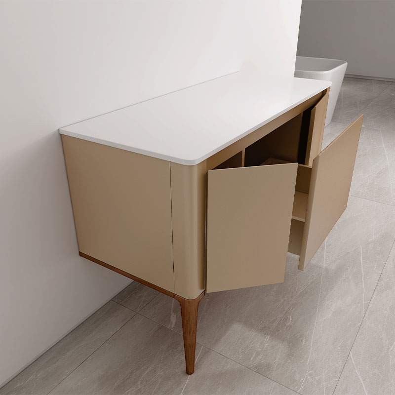 Meuble à poser cappuccino, 120 cm, avec plan en résine minérale, Panthéon