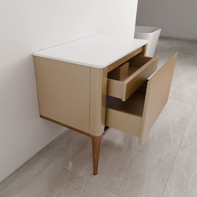 Meuble à poser cappuccino, 80 cm, avec plan en résine minérale, Panthéon