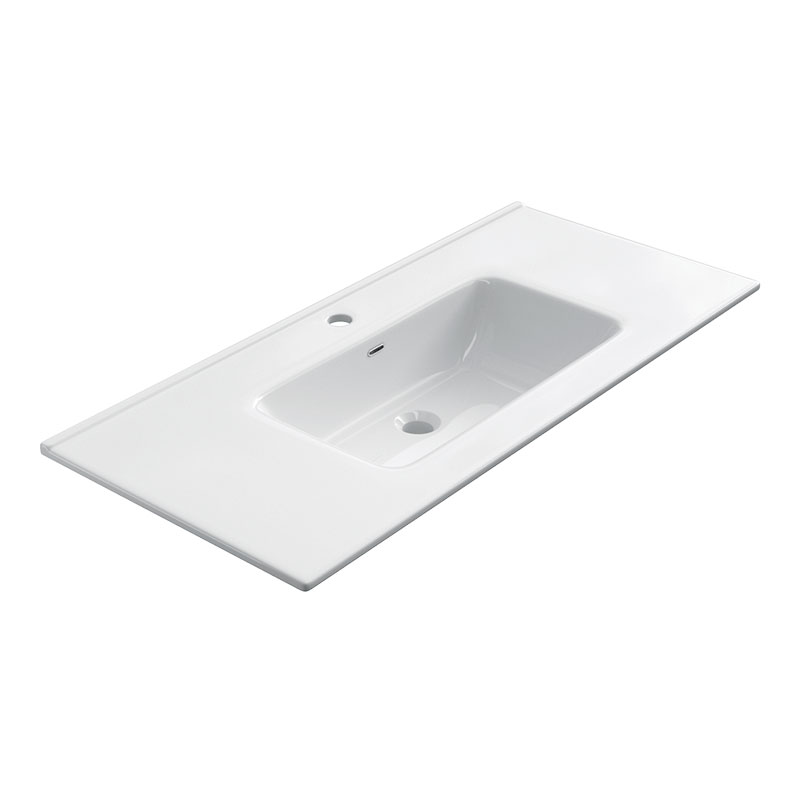 Meuble suspendu 100cm noir mat et plan vasque céramique blanc, One