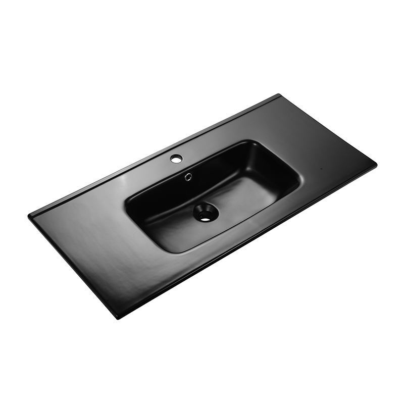 Meuble suspendu 100cm noir mat et plan vasque céramique noir mat, One