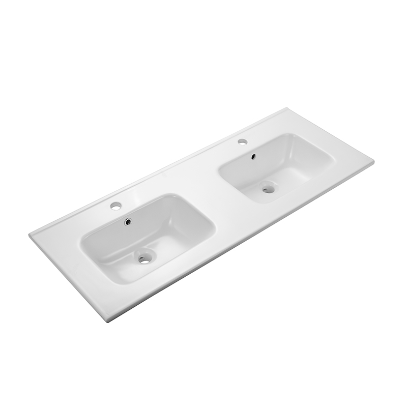 Meuble suspendu double vasque céramique mat 120 cm, blanc mat, One
