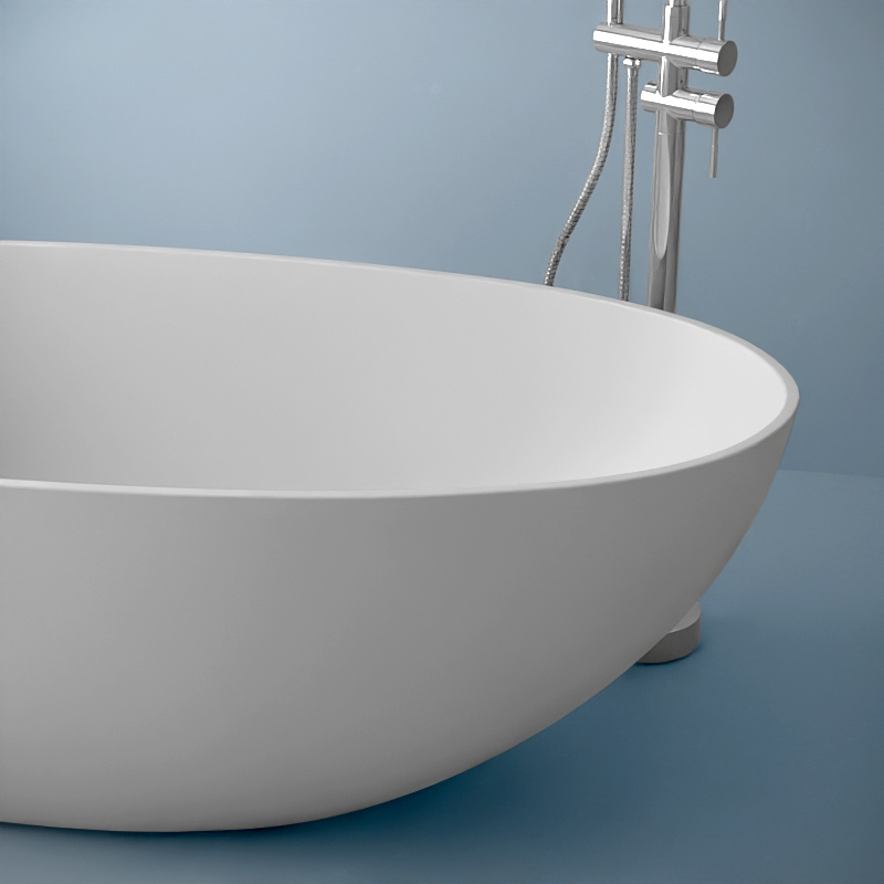 Baignoire îlot ovale, 150x76 cm à 180x90 cm, résine minérale