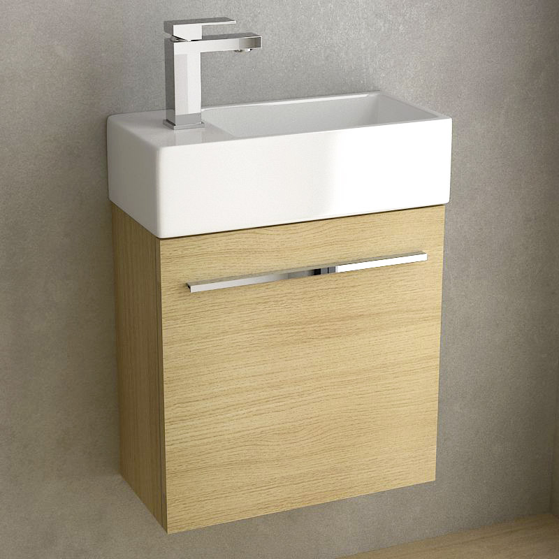 Meuble lave-main, 50x25 cm, Chêne clair, Mini