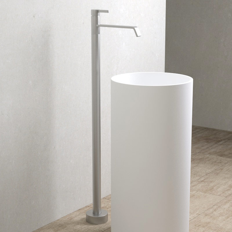 Robinet mitigeur lavabo sur pied, chromé brossé, Seth