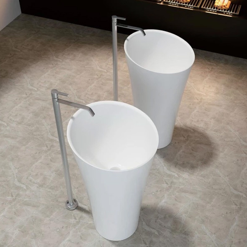 Robinet mitigeur lavabo sur pied, chromé brossé, Seth