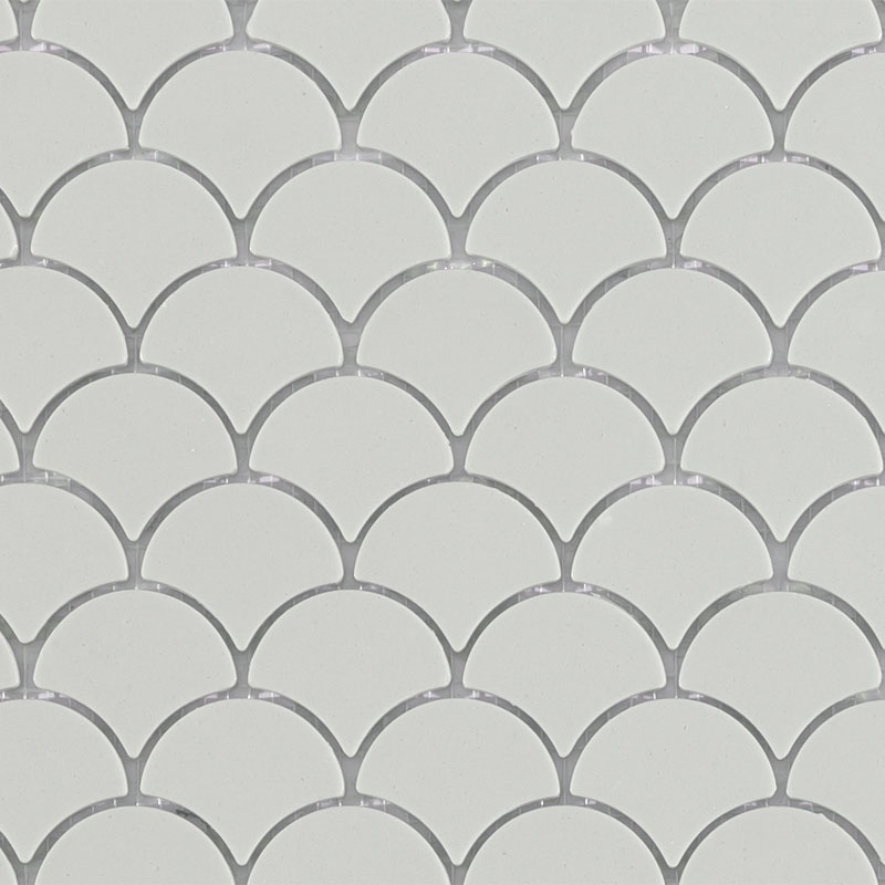Mosaïque écailles verre recyclé gris clair, 31x32 cm, Nordic matt light grey