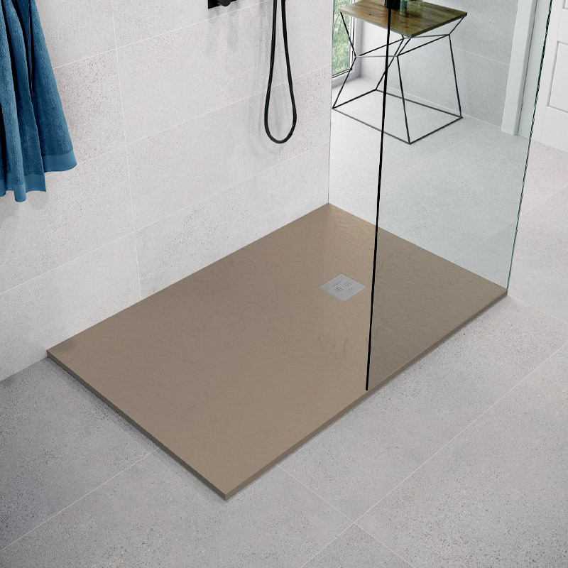 Receveur de douche 120x80 cm,  Cappuccino+ Grille + Bonde, Nuance