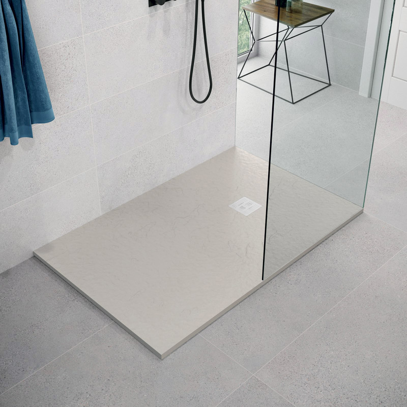 Receveur de douche 140x90 cm,  Beige + Grille + Bonde, Nuance