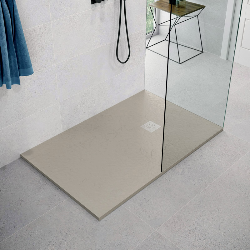 Receveur de douche 140x90 cm,  Greige + Grille + Bonde, Nuance