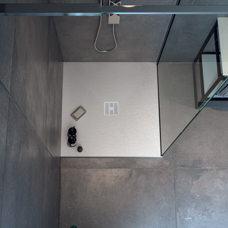 Receveur de douche 90x90 cm,  Blanc+ Grille + Bonde, Nuance