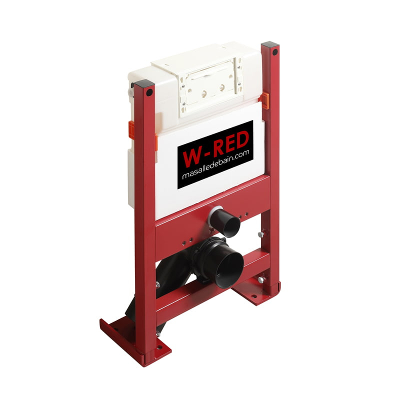 PACK WC Bati-support BAS Autoportant W-RED + WC sans bride Noir mat + plaque