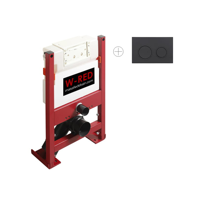 Bati-support FAIBLE HAUTEUR Autoportant universel, plaque de commande double touche W-RED