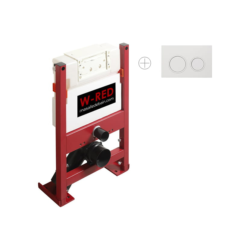 Bati-support FAIBLE HAUTEUR Autoportant universel, plaque de commande double touche W-RED