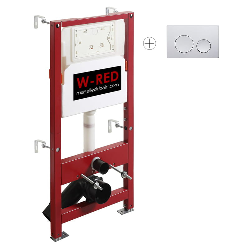 Bati-support, PRO universel, plaque de déclenchement double touche W-RED
