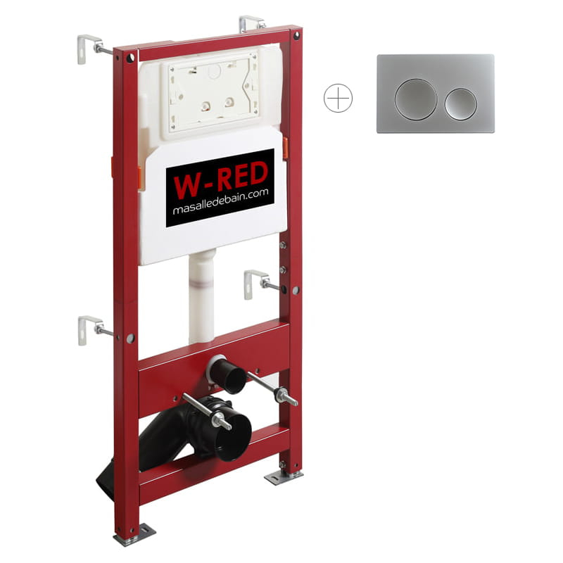 Bati-support, PRO universel, plaque de déclenchement double touche W-RED