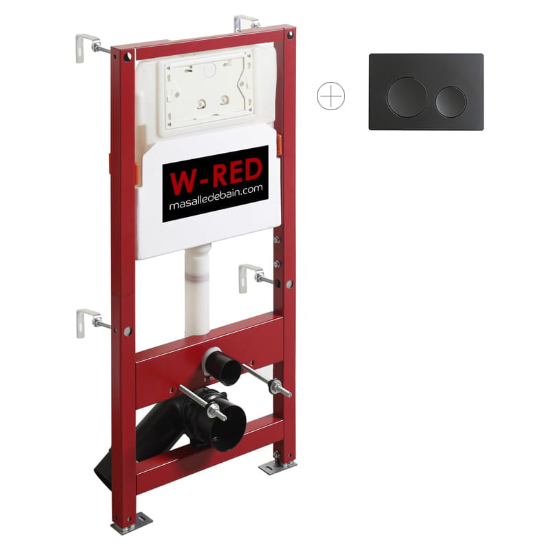 Bati-support, PRO universel, plaque de déclenchement double touche W-RED
