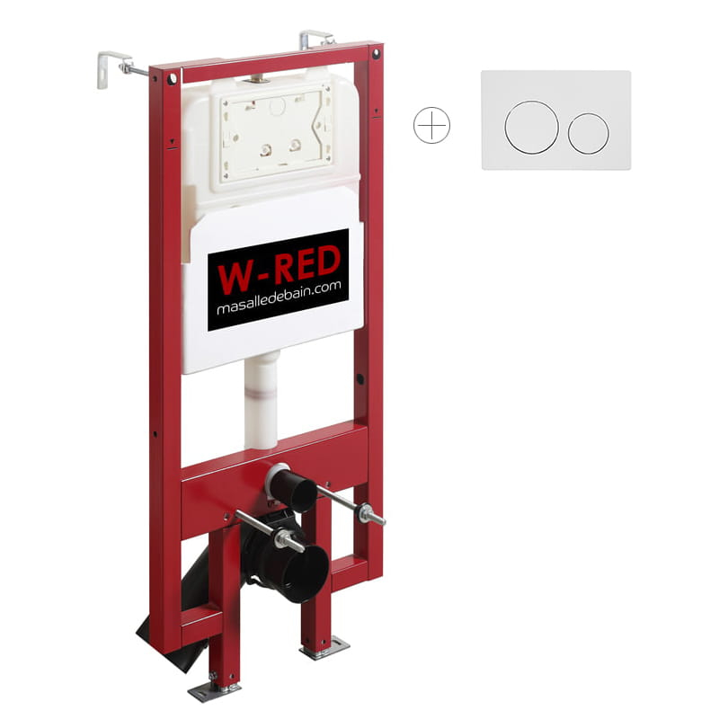 Bati-support EXTRA PLAT universel, plaque de déclenchement double touche W-RED