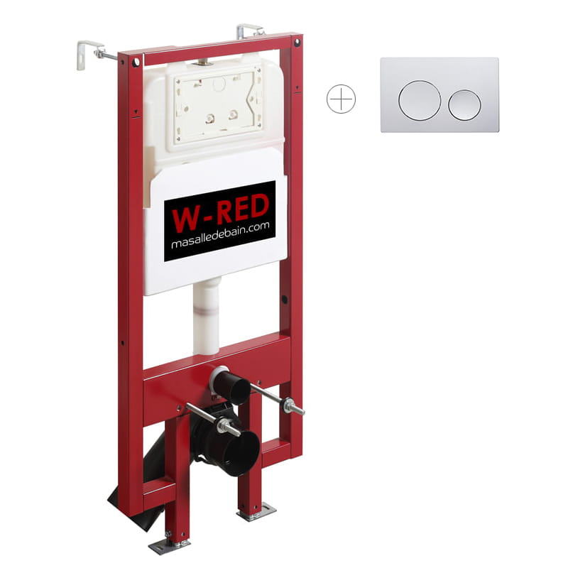 Bati-support EXTRA PLAT universel, plaque de déclenchement double touche W-RED