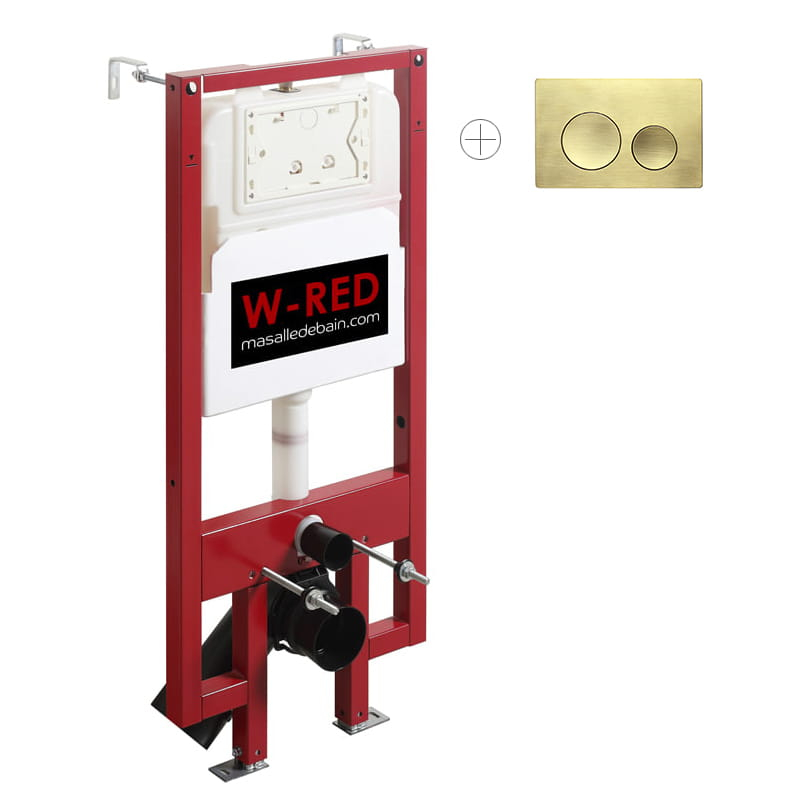 Bati-support EXTRA PLAT universel, plaque de déclenchement double touche W-RED