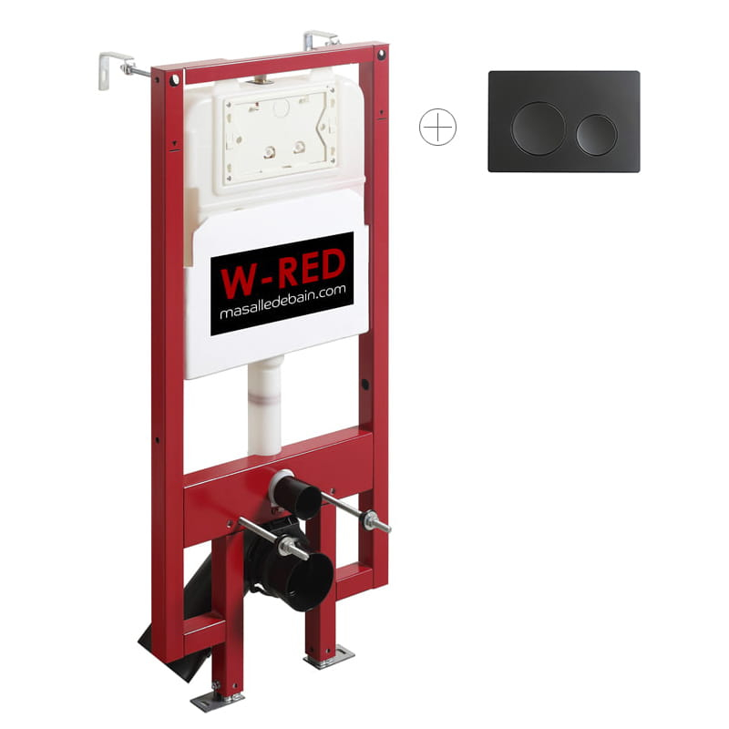 Bati-support EXTRA PLAT universel, plaque de déclenchement double touche W-RED