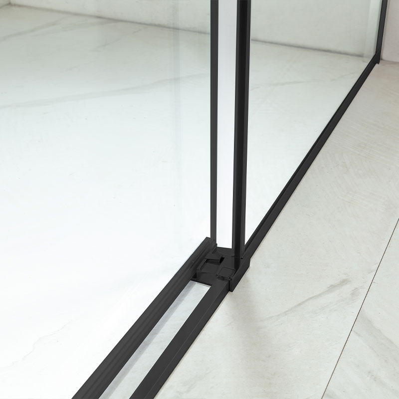 Ensemble cabine de douche coulissante 100 cm, Arena, receveur 100 x 90 cm, colonne de douche, noir, Chatelet