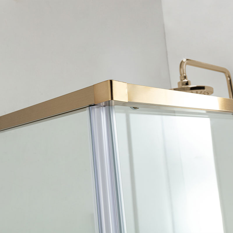 Ensemble cabine de douche coulissante 100 cm, Arena, receveur 100 x 80 x 15 cm, colonne de douche, doré, Chatelet