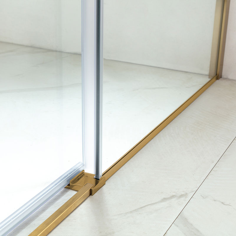 Ensemble cabine de douche coulissante 100 cm, Arena, receveur 100 x 80 x 15 cm, colonne de douche, doré, Chatelet