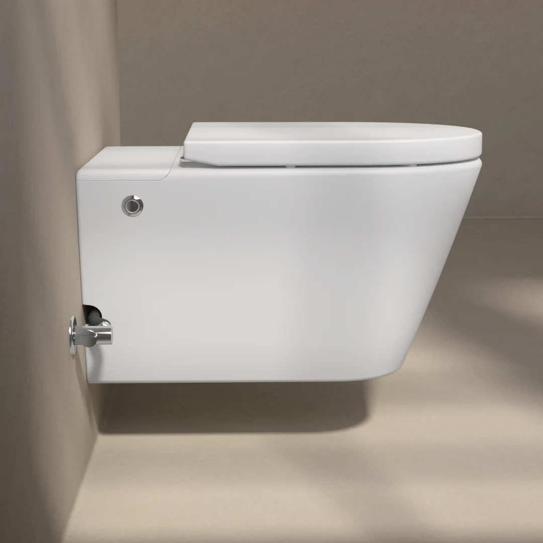 WC suspendu ne nécessitant pas de réservoir + abattant + bâti-support, blanc mat W1.0