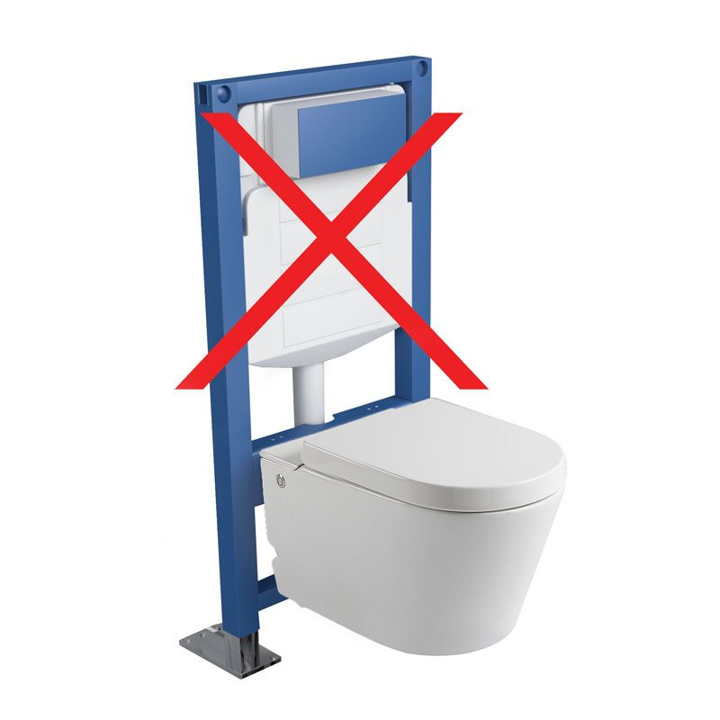 WC suspendu ne nécessitant pas de réservoir + abattant + bâti-support, blanc mat W1.0