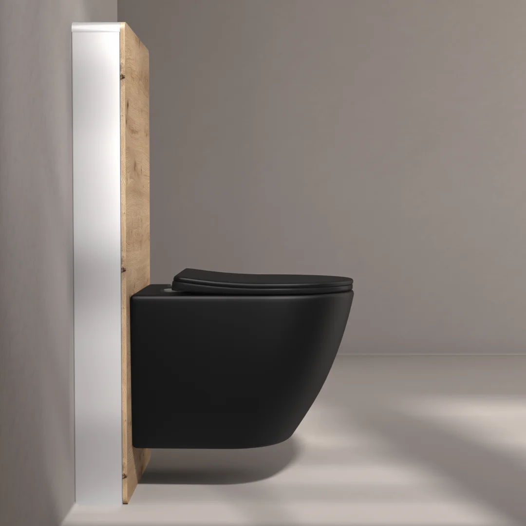 Bâti autoportant bois Amazonia Elo + Capteur + WC suspendu noir mat, Celia