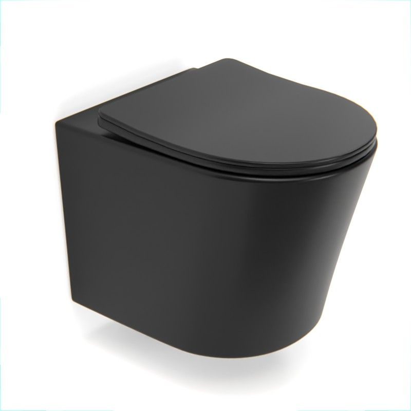 Bâti autoportant noir Elo + Capteur + WC suspendu noir mat, Flavia