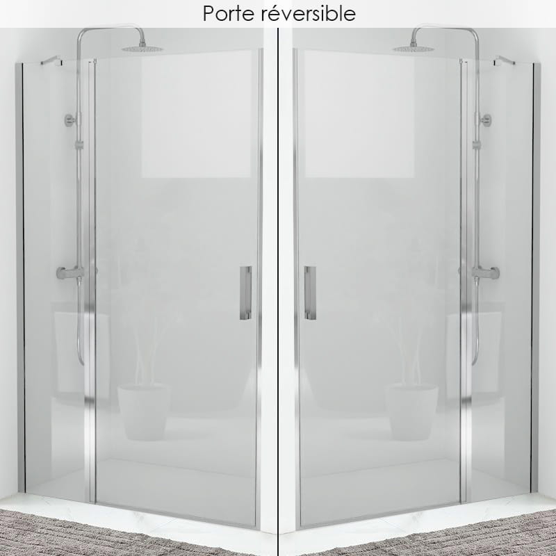 Porte de douche pivotante + fixe de 80 à 120cm Chrome, Padel