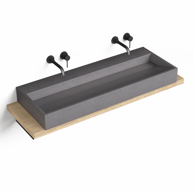 Plan source + Vasque Terrazzo, 140 cm, Gris ciment