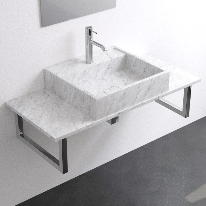Plan de toilette avec vasque en marbre Carrara 100 cm, Marino