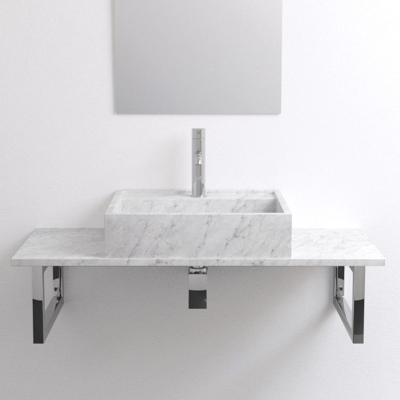 Plan de toilette avec vasque en marbre Carrara 100 cm, Marino