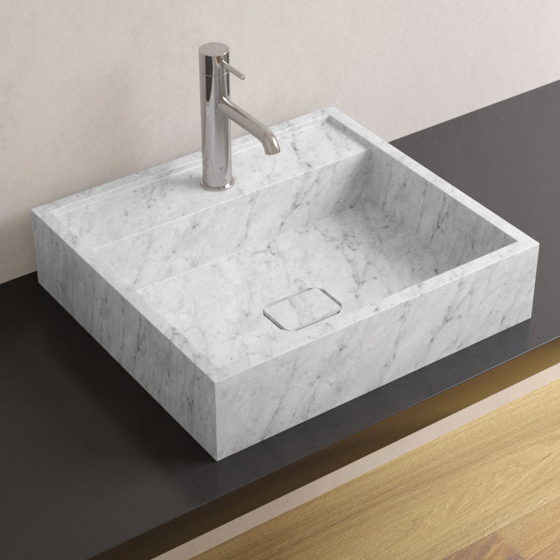 Plan de toilette avec vasque en marbre Carrara 100 cm, Marino