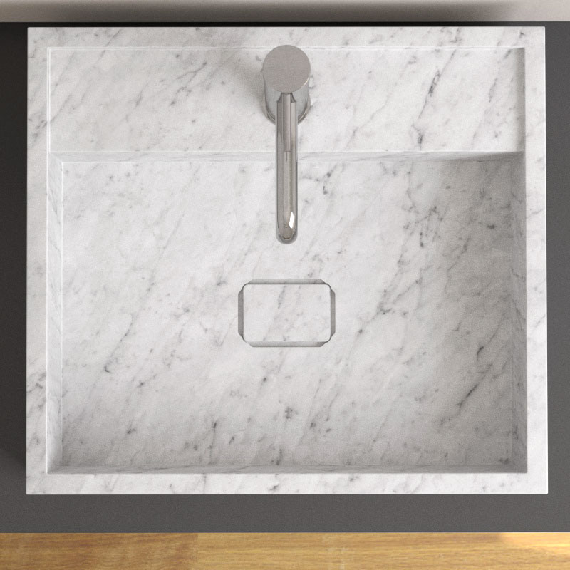 Plan de toilette avec vasque en marbre Carrara 100 cm, Marino