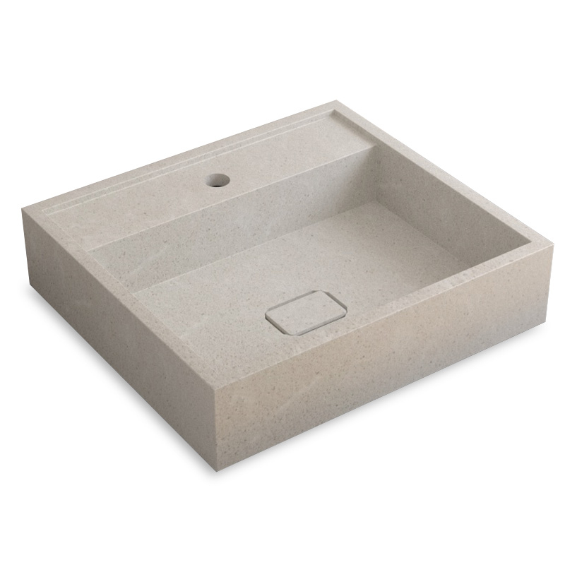Plan de toilette avec vasque en pierre reconstituée Gris Polar 100 cm, Marino
