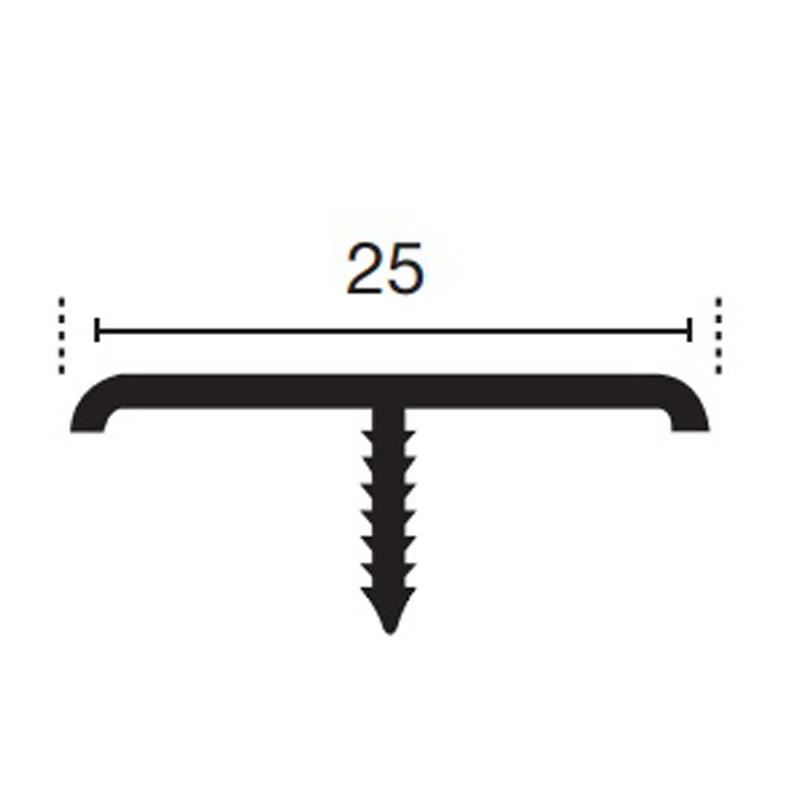 Profilé aluminium de jonction en T 25mm 250cm