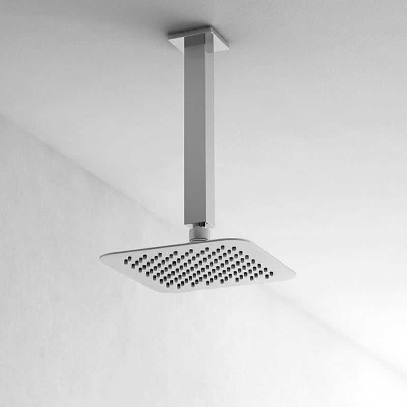Pommeau de douche carré Qube, 2 dimensions, avec bras de douche plafond 25cm