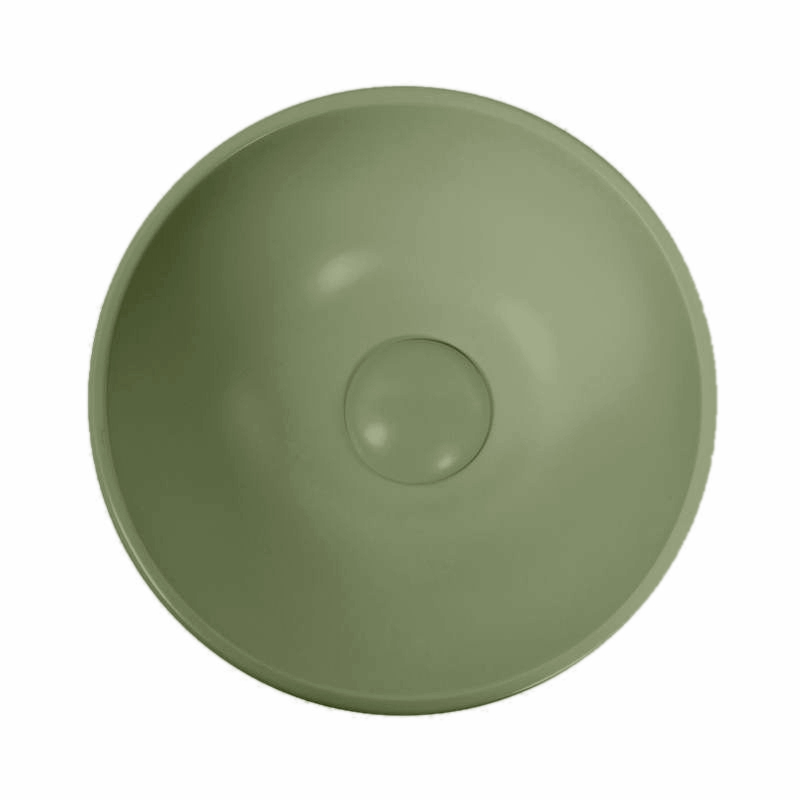Vasque à poser Ø37,5 cm ronde, céramique, Vert mat, made in France, Romi