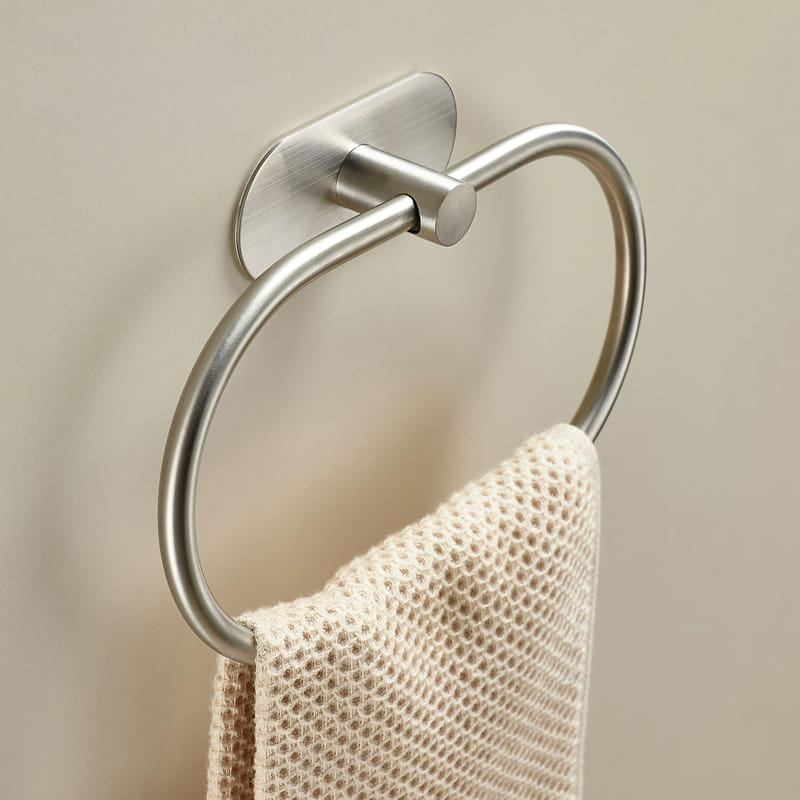 Anneau Porte-serviette, inox brossé, adhésif Sansvis
