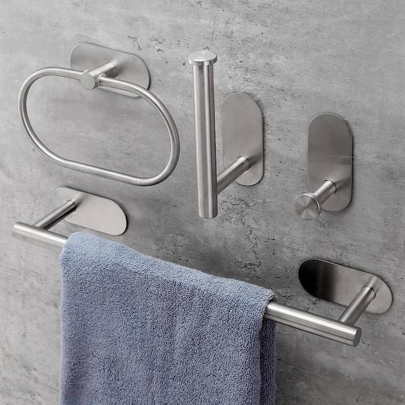 Anneau Porte-serviette, inox brossé, adhésif Sansvis