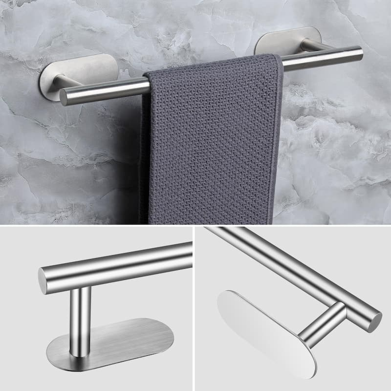 Porte-serviette, inox brossé, adhésif Sansvis