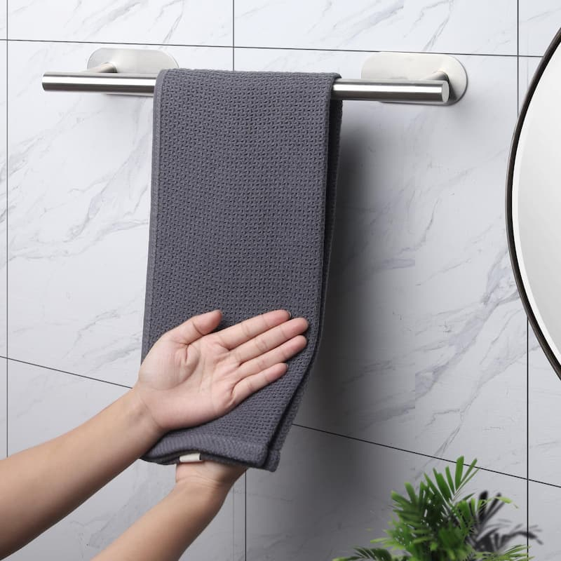 Porte-serviette, inox brossé, adhésif Sansvis