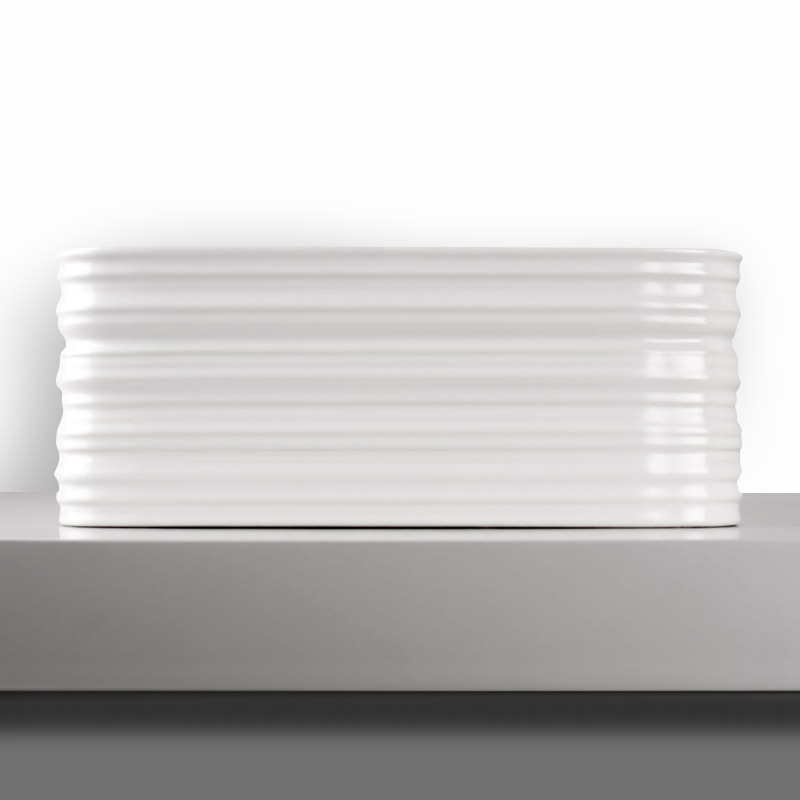 Vasque à poser 38 x 38 cm, carrée, céramique, blanc brillant - Strip