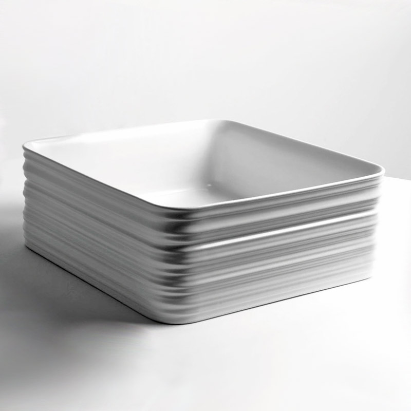 Vasque à poser 38 x 38 cm, carrée, céramique, blanc brillant - Strip