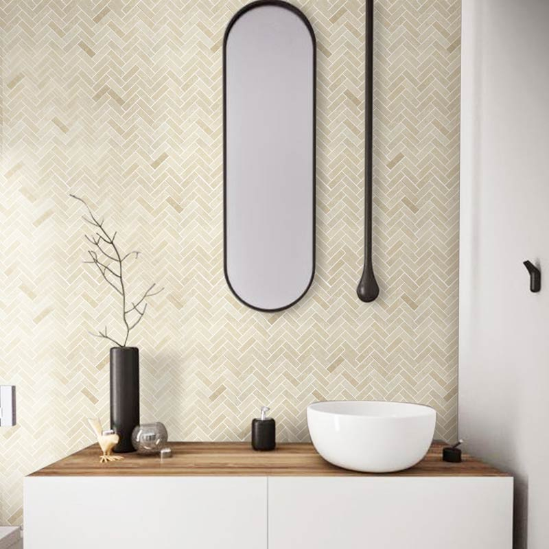 Mosaïque en pierre, 28x32 cm, Stripe stone, beige