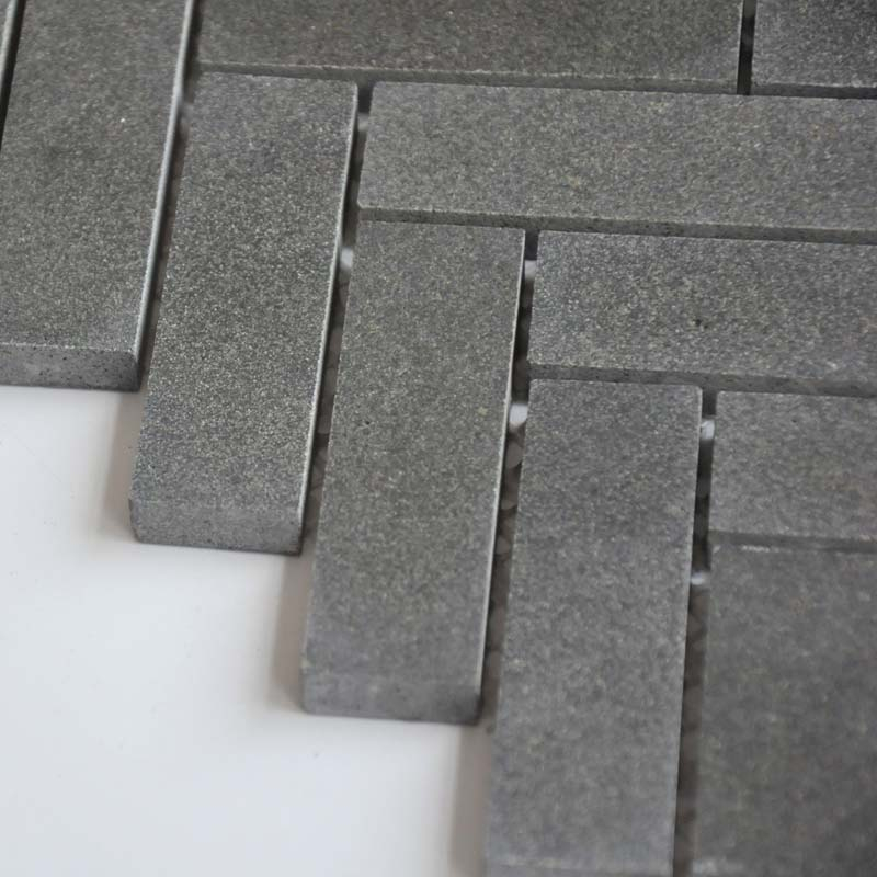 Mosaïque en pierre, 28x32 cm, Stripe stone, gris anthracite