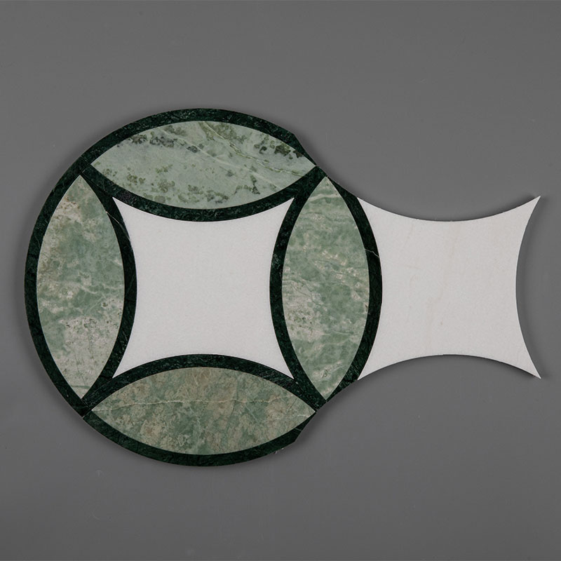 Mosaïque, 41x20,5 cm, marbre vert et blanc, Sweet Osmanthus